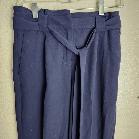 Express Blue High Rise Ankle Paperbag Pants - Picture 4 of 8